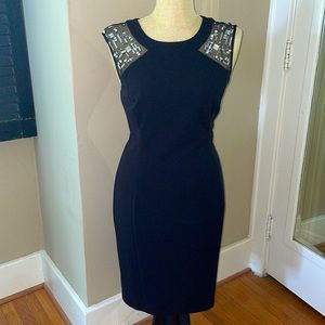 Vince Camuto Little Black Dress With Rhinestone Trim